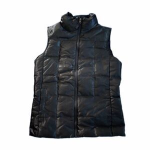 Lands End Down Quilted Charcoal Gray Vest sz 2-4 XS Womens